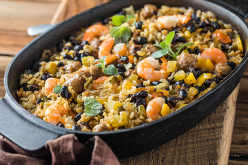 Spicy Homemade Cajun Jambalaya with Sausage and Shrimp