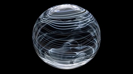 An information sphere with data and information drawn as a globe, adorned with ripples and fluctuations, Ai Generated.