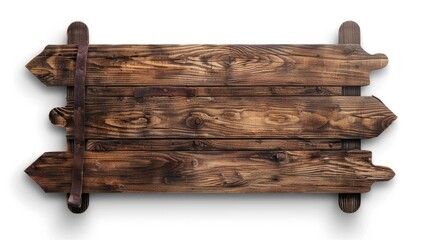 Fototapeta premium A wooden sign isolated on white, a blank canvas ready for messages or a rustic touch of decor. Ai Generated.