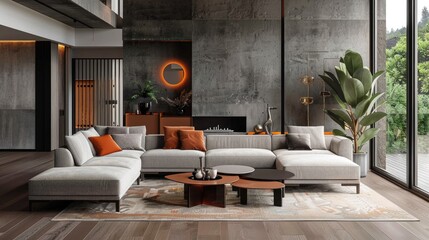 Interior of modern living room designed by AI 