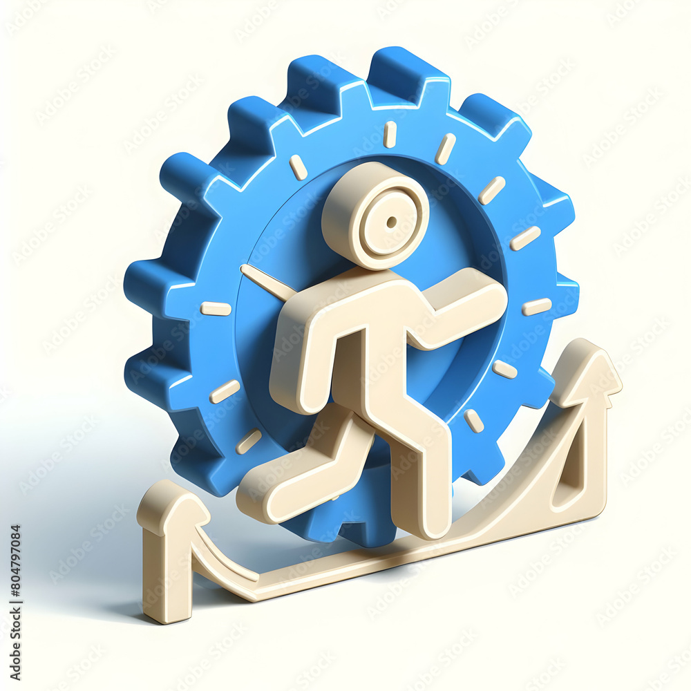 Aufkleber 3d productivity icon: cartoon design for workflow optimization and time management strategies