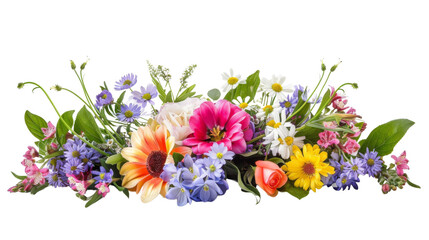 Flower arrangement or bouquet colorful spring flowers isolated on white background. transparent