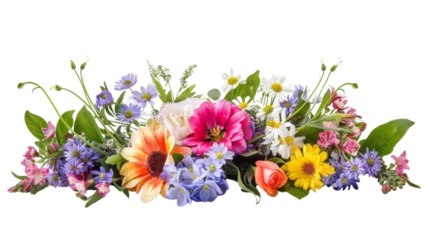 Fotobehang Bloemen Flower arrangement or bouquet colorful spring flowers isolated on white background. transparent  © PerfectPhoto