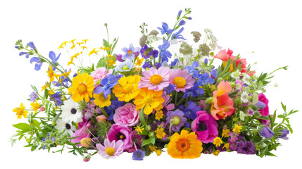 Flower arrangement or bouquet colorful spring flowers isolated on white background. transparent