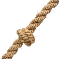 Fototapeta premium A rope with a white and tan color is twisted and knotted