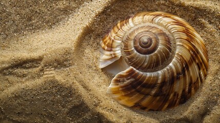 Delicate Spiral Seashell Pattern on Sand