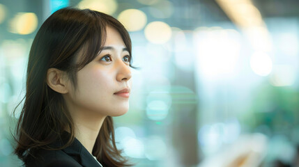 Naklejka premium アジア人ビジネスウーマンの横顔03