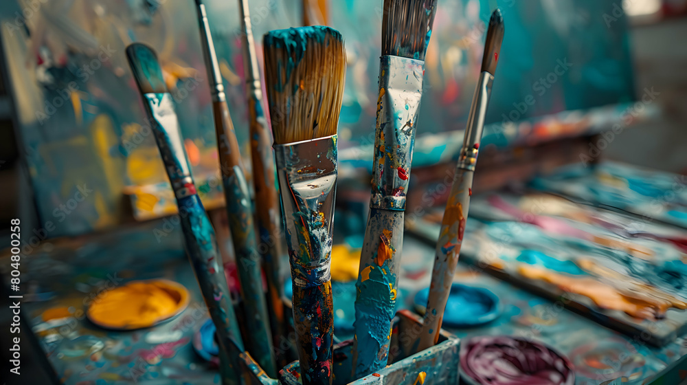 Poster exploring artistic journeys: couples and teams nurturing creativity and self-expression through vari