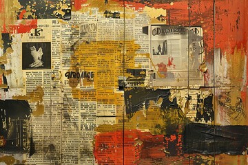Fototapeta premium Weathered Material Masterpiece Golden Palette Newspaper Painting