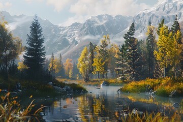 autumn in the mountains, AI generated