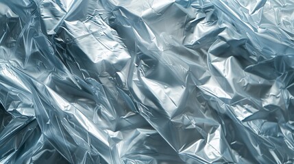 Shimmering silver plastic sheet: Captivating play of light and shadow on a reflective surface.