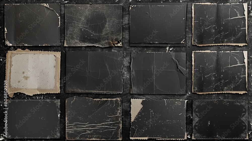 Poster artistic tapestry: a captivating array of black and brown papers, each with its own distinct texture