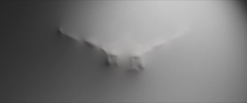A skinny woman's back and arms shapes appear from the white wall