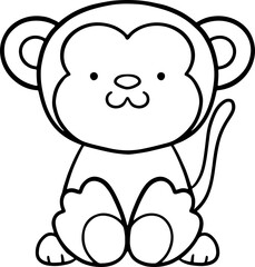 cute monkey animal ,clipart, doodle, Hand drawn, clipart ,png ,illustration