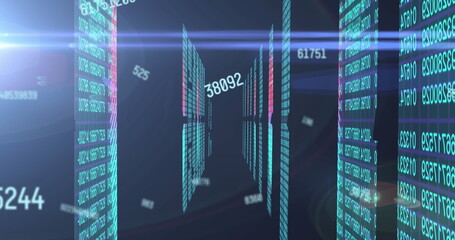 Image of numbers changing over data processing on computer servers