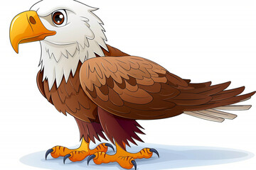 Naklejka premium cute eagle kids bird cartoon on a white backdrop, illustration.