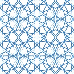 Islamic pattern - Intricate blue geometric pattern on white