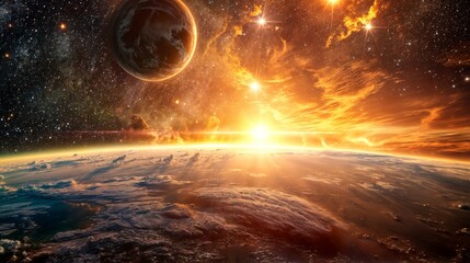 View of the planet Earth during a sunrise