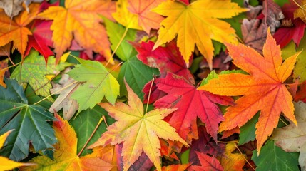 Vibrant autumn leaves paint a stunning picture in the park showcasing a stunning collection of green yellow orange and red hues