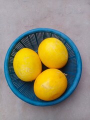 Sweet melons fruit. Natural organic 3 honeydew melon in a fruit basket