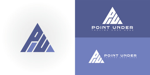Abstract initial triangle letter PU or UP logo in sporty purple color isolated on multiple background colors. The logo is suitable for aport apparel brand icon logo design inspiration templates. - obrazy, fototapety, plakaty