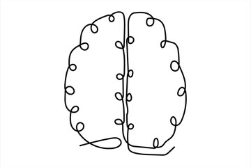 Continuous one line drawing of human brain. Hand drawn minimalism style. brain line art vector illustration