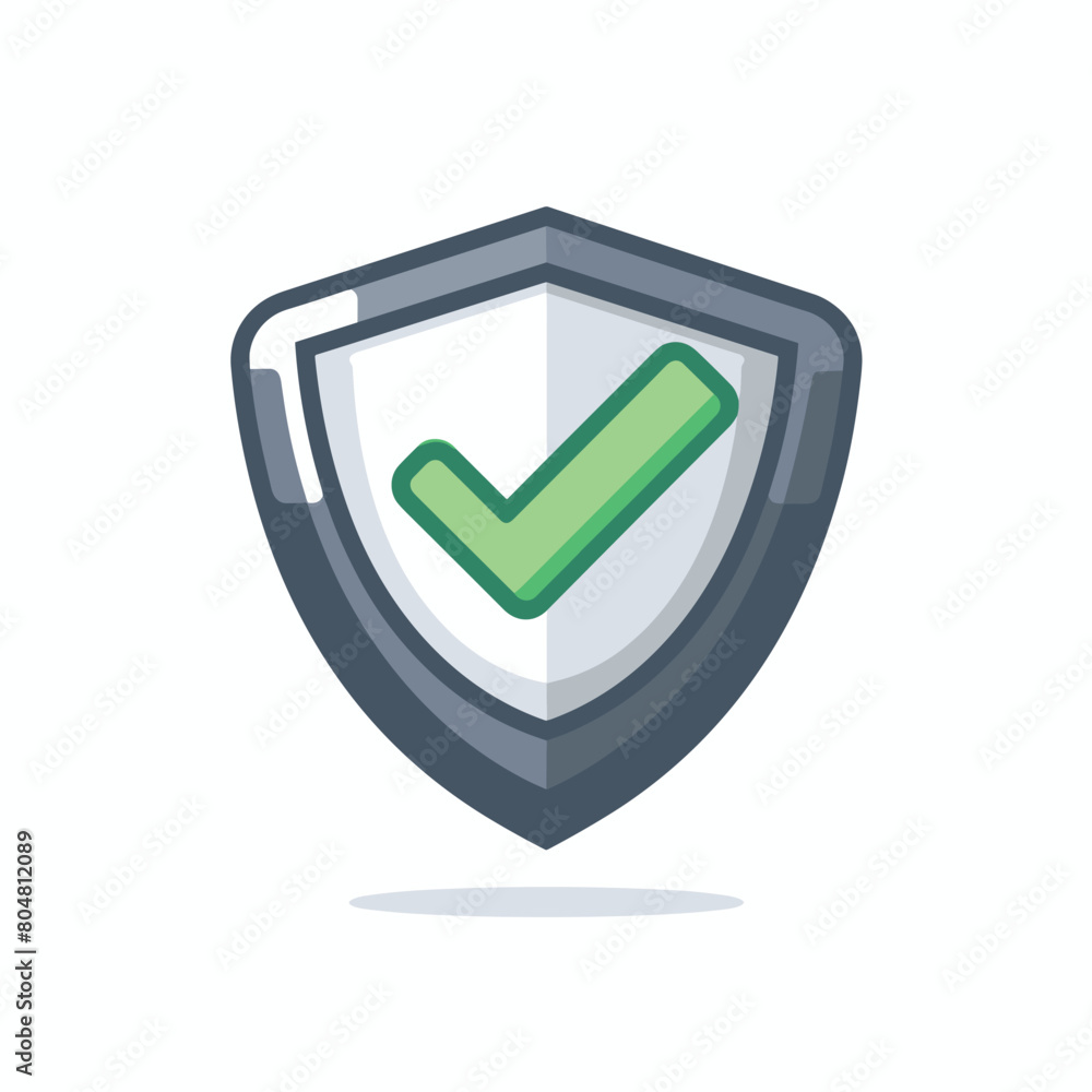 Aufkleber shield icon with a green check mark symbolizing security and protection.