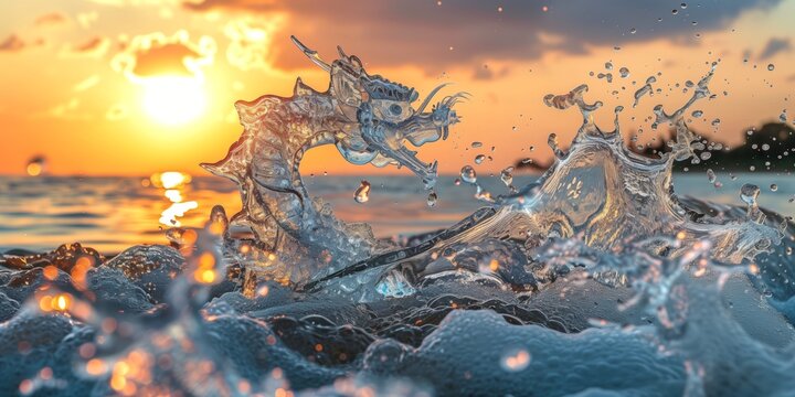 Early summer morning when everyone is still sleeping, a splash of waves formed a cheerful Chinese dragon