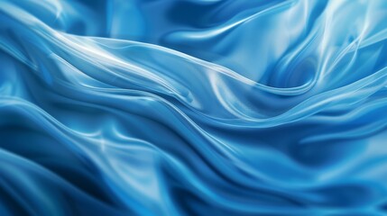 Close-up view of elegant, flowing blue satin fabric. smooth and silky texture. Abstract background