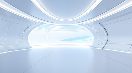 Futuristic interior of the capsule space