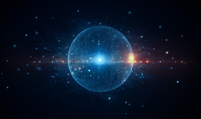 Fototapeta premium A blue circle of light in the starry sky