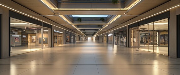 Central perspective of mall corridor.