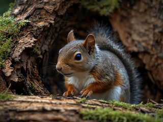 Obraz premium Squirrel house in the forest