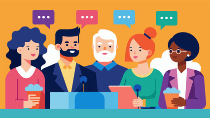 A panel of influential community leaders share their thoughts and experiences on the challenges and opportunities for achieving true equality.. Vector illustration