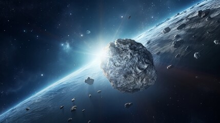 asteroids in space. - obrazy, fototapety, plakaty