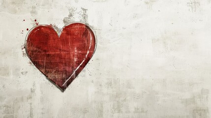 A vintage heart is depicted against a crisp white background