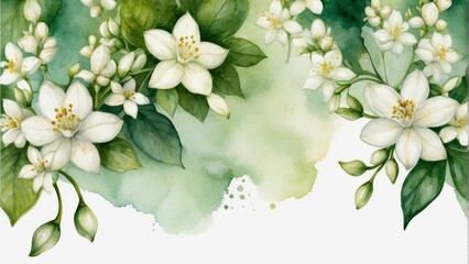 Elegant watercolor floral design with soft green hues