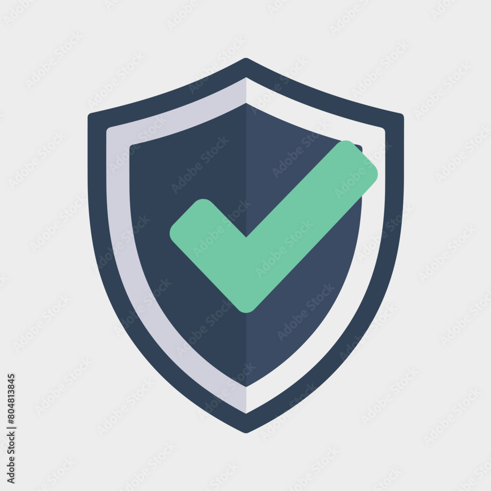 Aufkleber shield icon with a green check mark symbolizing security and protection.