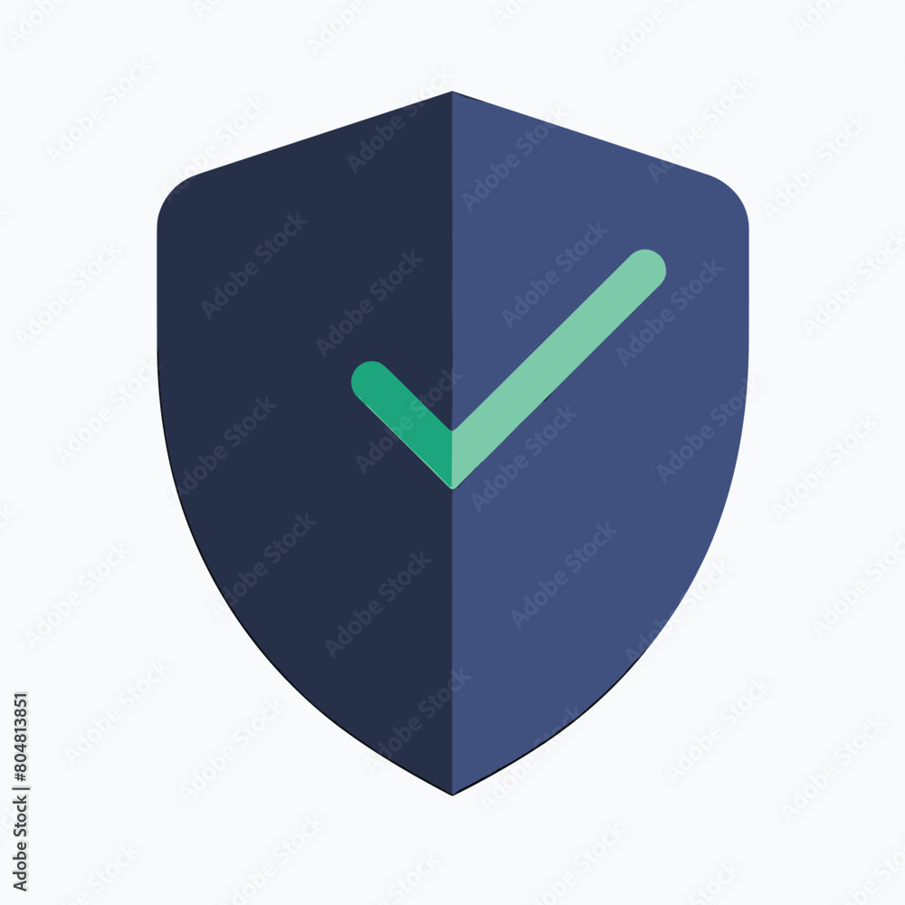 Poster secure shield symbol with a green checkmark in the center.