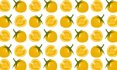 seamless pattern with yellow tomato isolated 	
