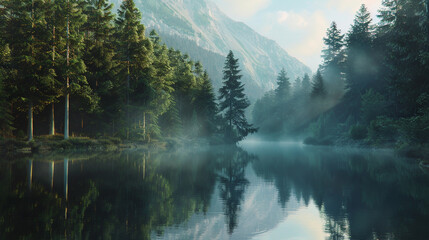 Majestic mountain lake in National Park High Tatra. Strbske pleso, Slovakia, Europe - Powered by Adobe