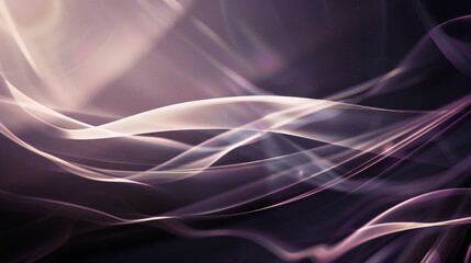 Abstract waves of light flowing gracefully, creating a sense of movement and elegance. Dark background with specks of light that resemble stars, adding to the celestial ambiance