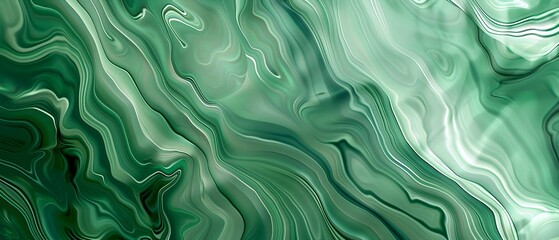 Abstrakcyjne tło z zielonego marmuru z gładkimi falistymi liniami, elegancki i nowoczesny design do prezentacji lub banera, wysoka rozdzielczość. - obrazy, fototapety, plakaty