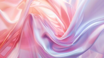 Abstract representation of flowing and intertwining fabrics. gradient of colors from pink to purple and white illuminates the fabric