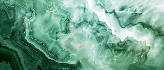 Abstrakcyjne tło z zielonego marmuru z gładkimi falistymi liniami, elegancki i nowoczesny design do prezentacji lub banera, wysoka rozdzielczość. - obrazy, fototapety, plakaty