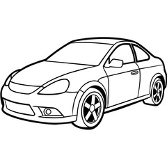 Naklejka premium Car outline illustration digital coloring book page line art drawing