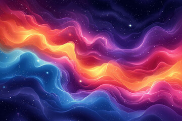 Colorful Swirling Waves and Stars Abstract Psychedelic Background