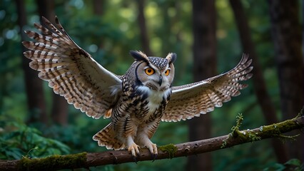 Obraz premium great horned owl Enchanted Guardian The Vibrant Owl