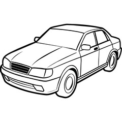 Obraz premium Car outline illustration digital coloring book page line art drawing