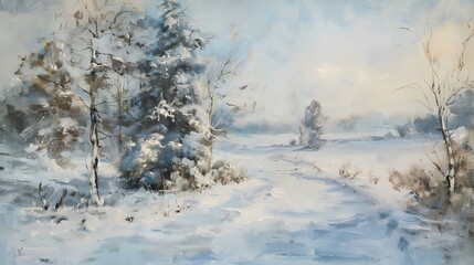 Obraz na płótnie Canvas landscape with snow and trees 